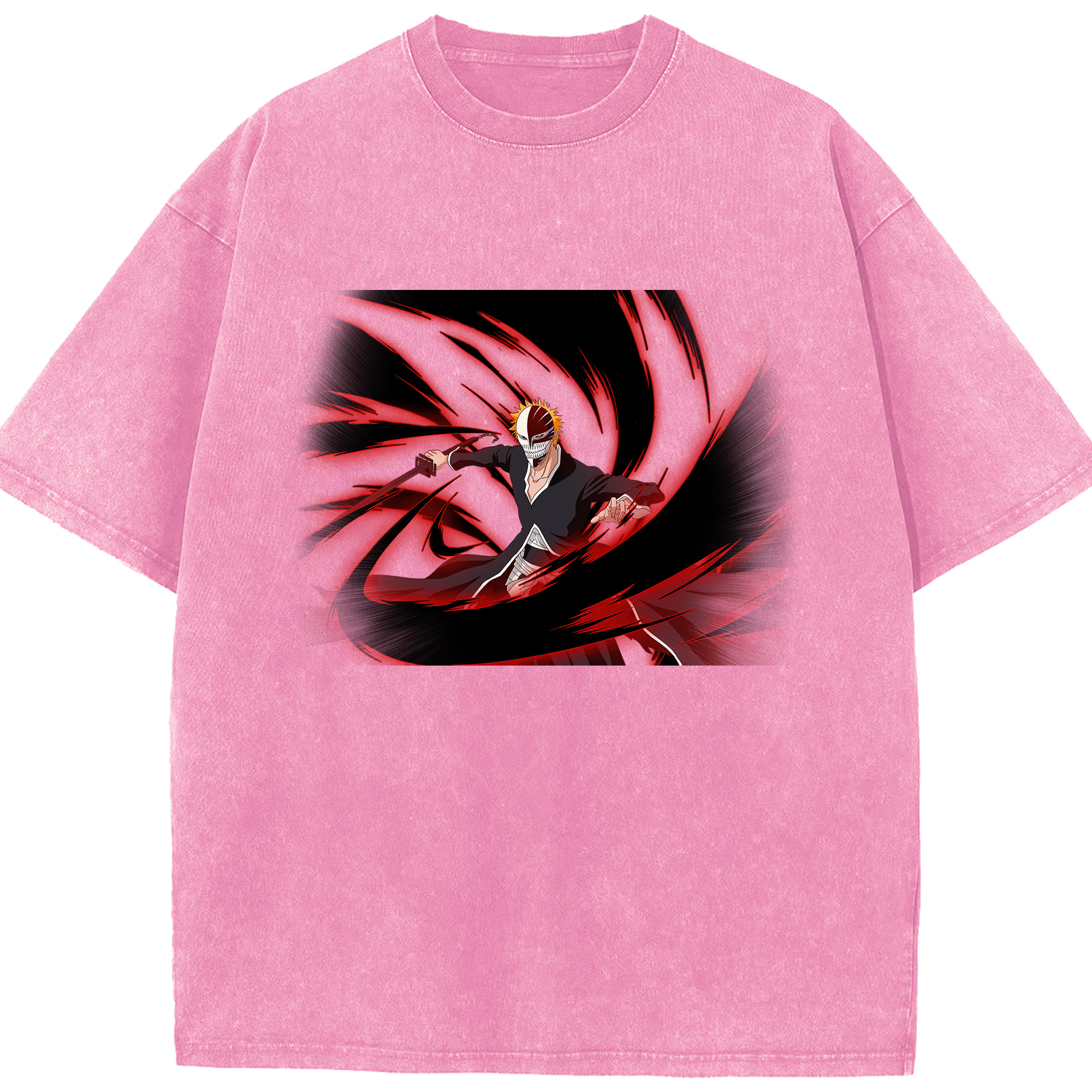 （画像用） ブリーチ 黒崎一護（くろさき いちご）BLEACH Kurosaki Ichigo 綿100% ヴィンテージ風 半袖Tシャツ（フロントプリント）